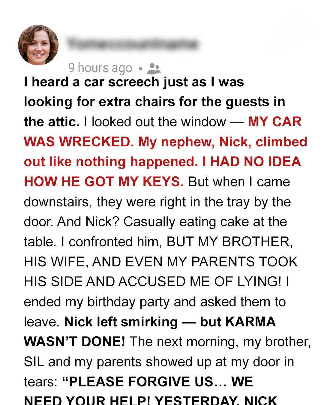 My Nephew Crashed My Car, My Family Denied It — Until the Truth Came Out