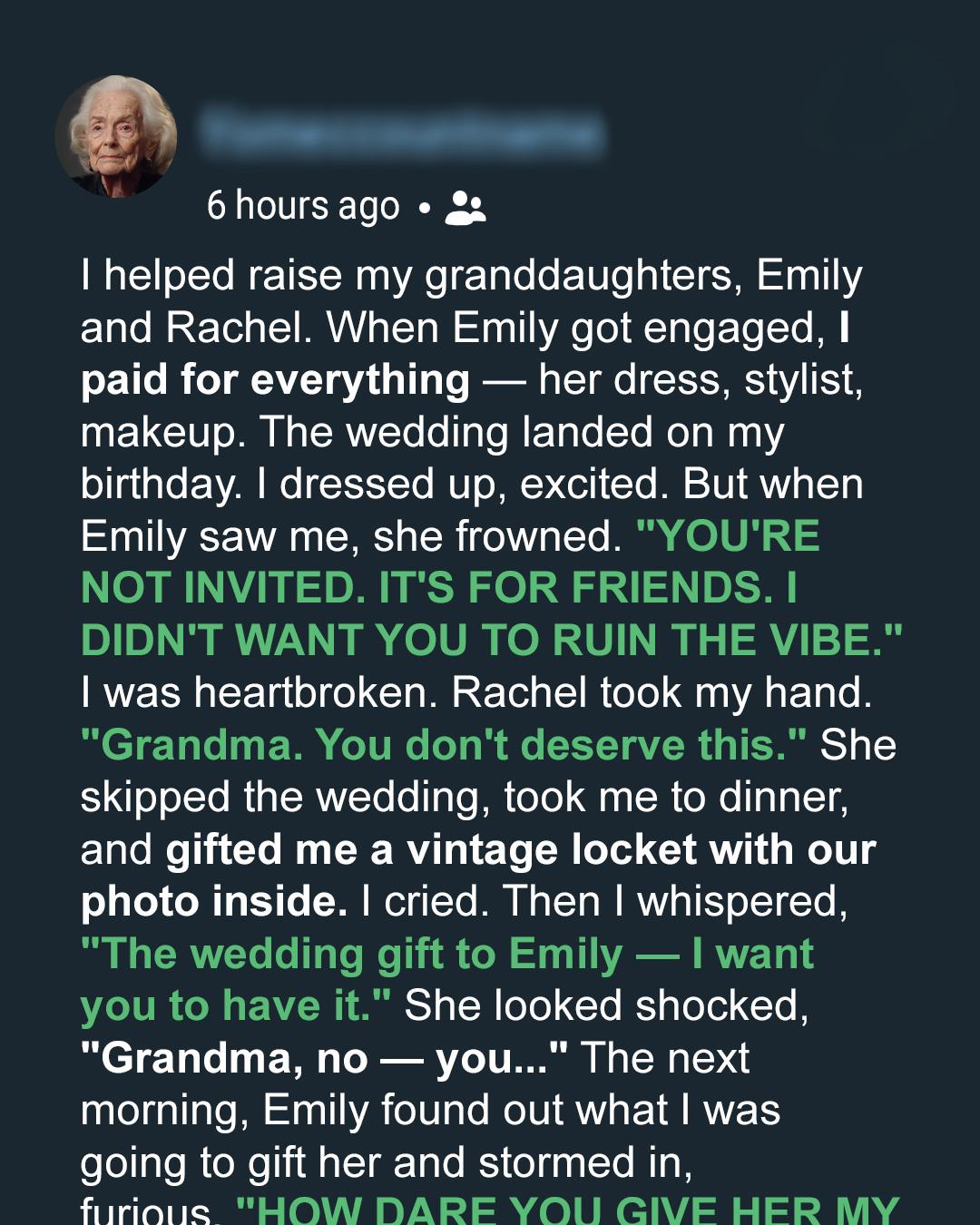 My Granddaughter Didn’t Invite Me to Her Wedding—She Regretted It When She Found Out What I Had Planned