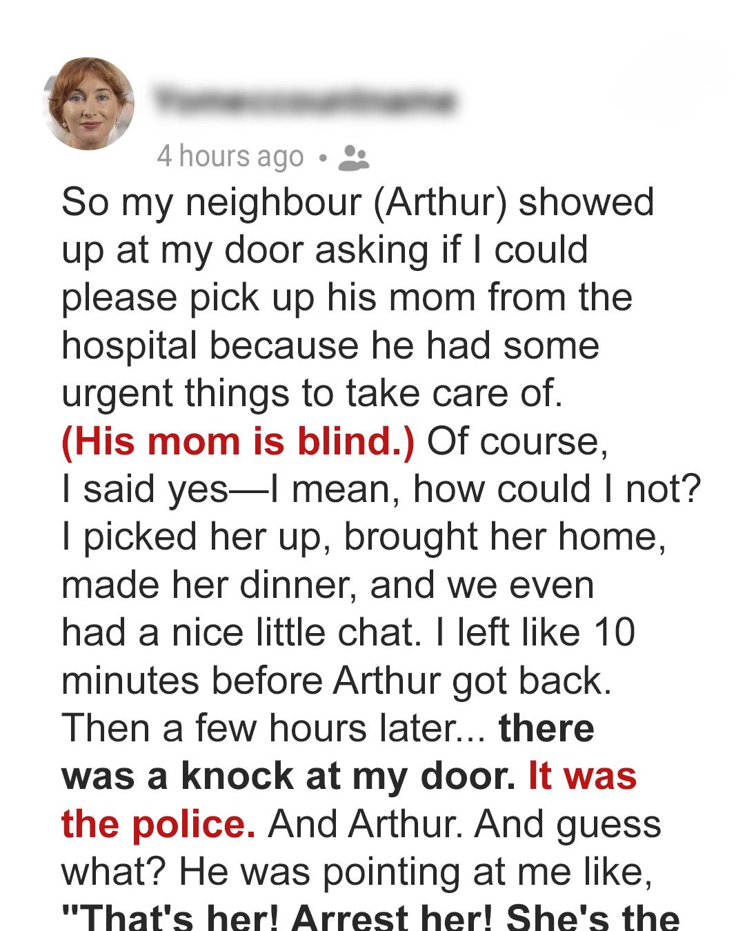My Neighbor Asked Me to Help His Mom—Then He Accused Me of Theft