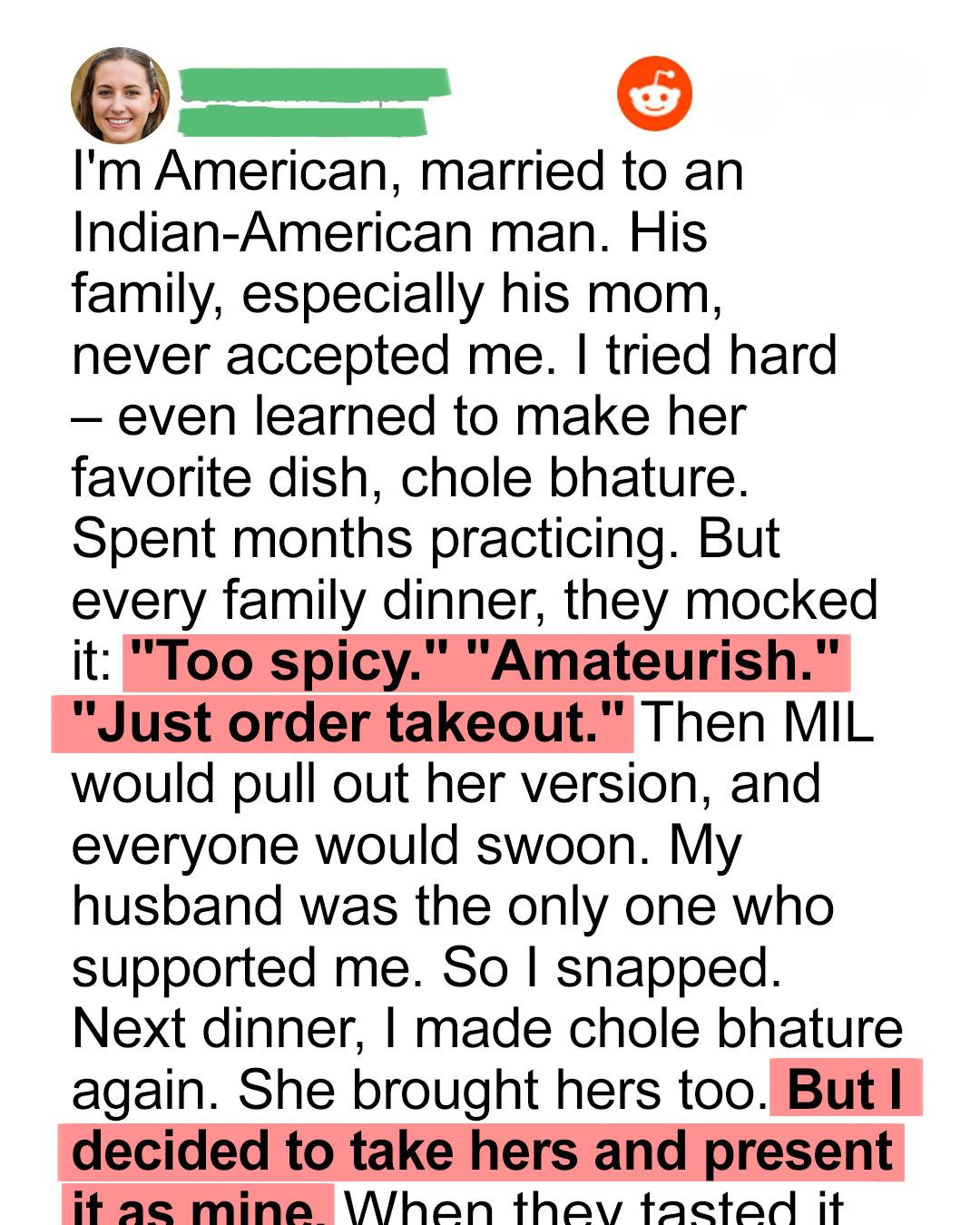 My Mother-in-Law Mocked Every Meal—Until I Turned the Tables with Her Own Recipe