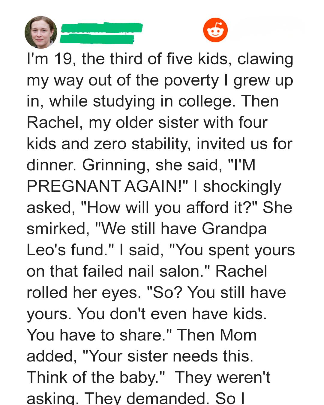 My Sister Demanded My College Fund for Her Baby — I Finally Said No