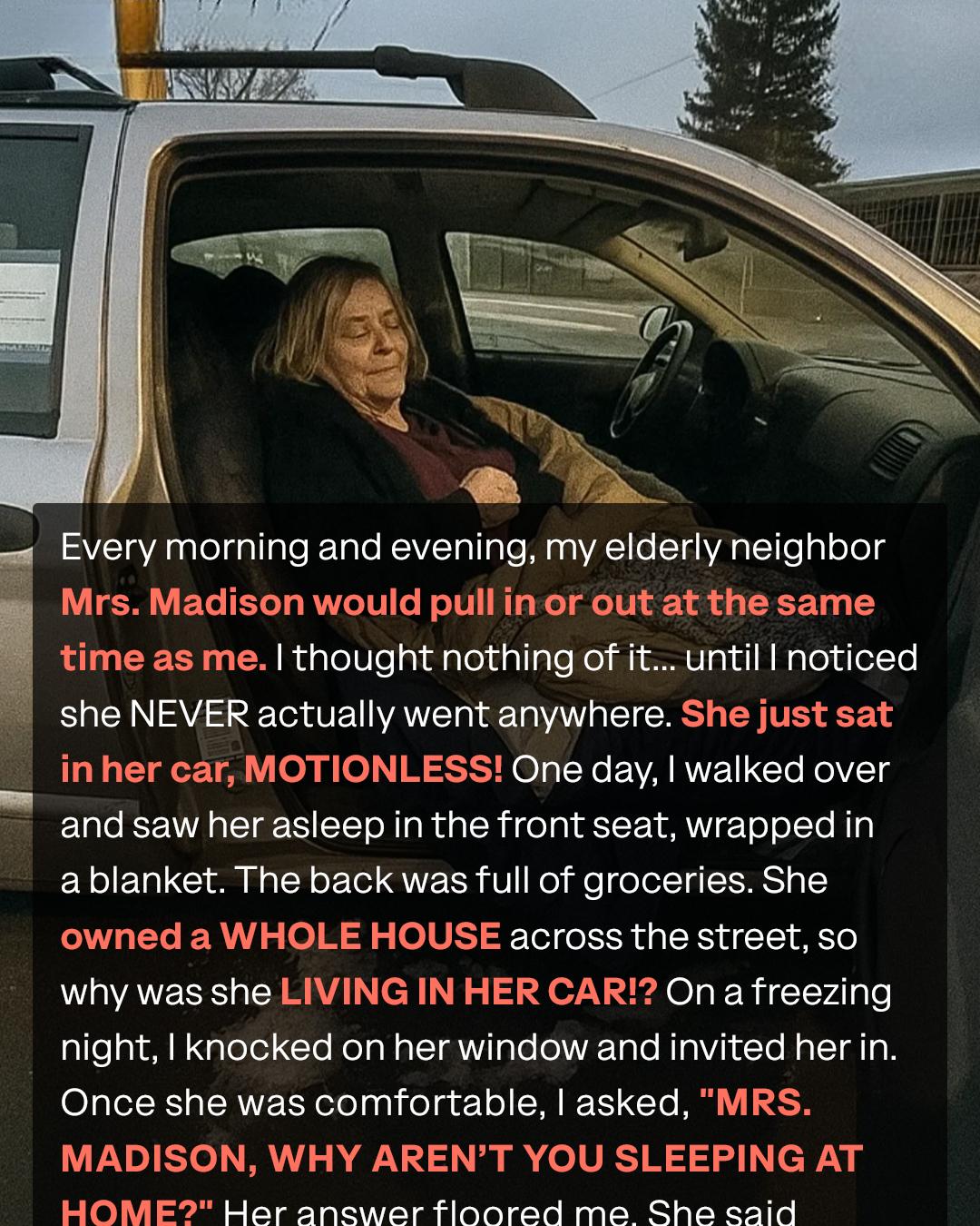 Kind Neighbor Discovers Elderly Woman Living in Her Car — What He Does Next Changes Her Life