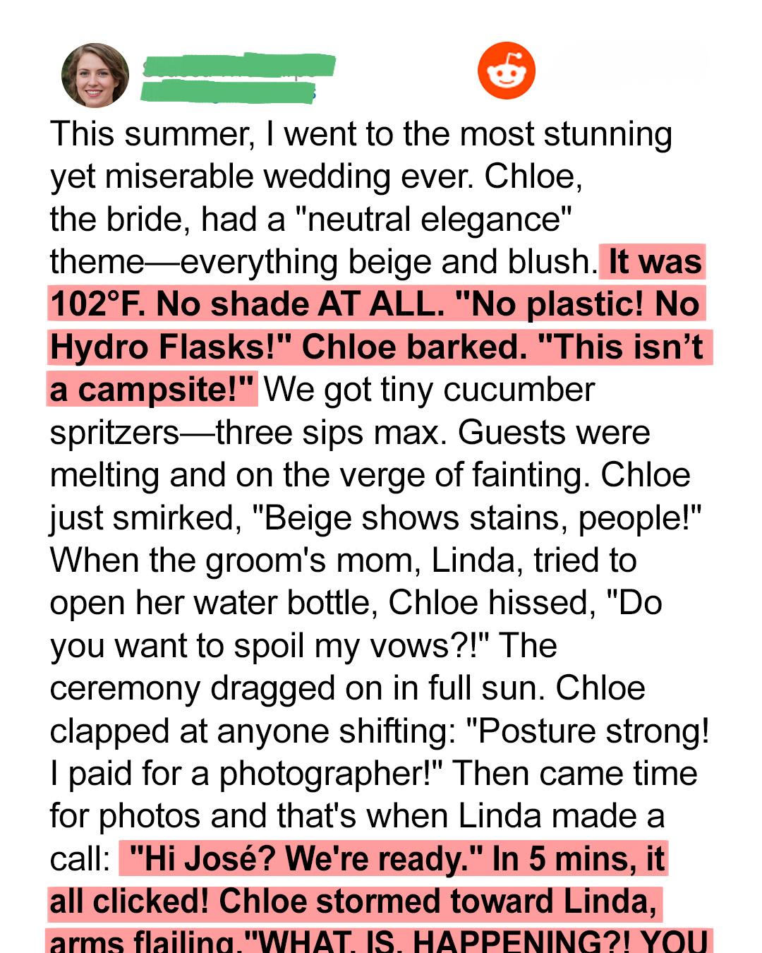 Bride’s No-Water Rule at Outdoor Wedding Backfires—Groom’s Mom Saves the Day