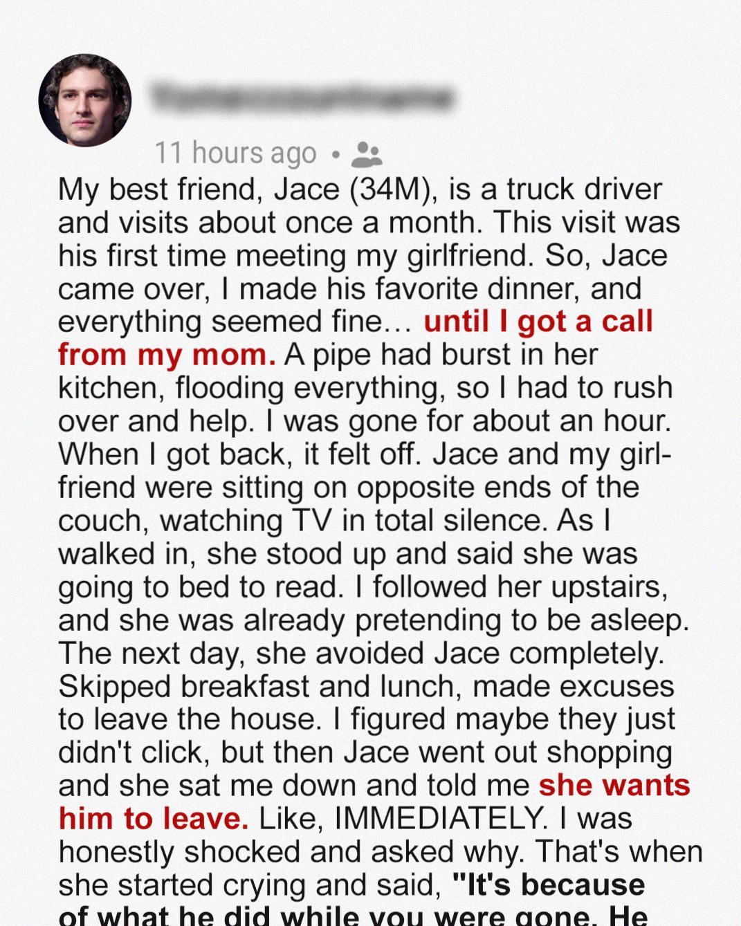 My Friend Stayed Over — 24 Hours Later, My Girlfriend Said He Had to Leave My Friend Stayed Over — 24 Hours Later, My Girlfriend Said He Had to Leave