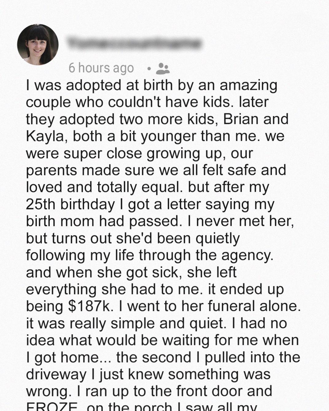 She Left Me 7K, but What My Adoptive Family Did After the Funeral Changed Everything She Left Me 7K, but What My Adoptive Family Did After the Funeral Changed Everything