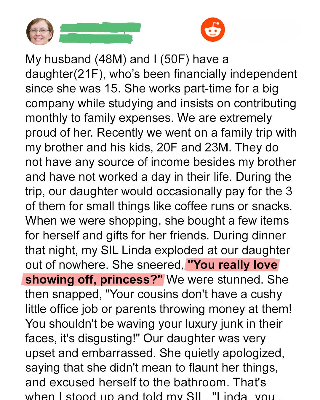 My Sister-in-Law Called My Hardworking Daughter “Spoiled” — I Couldn’t Stay Quiet