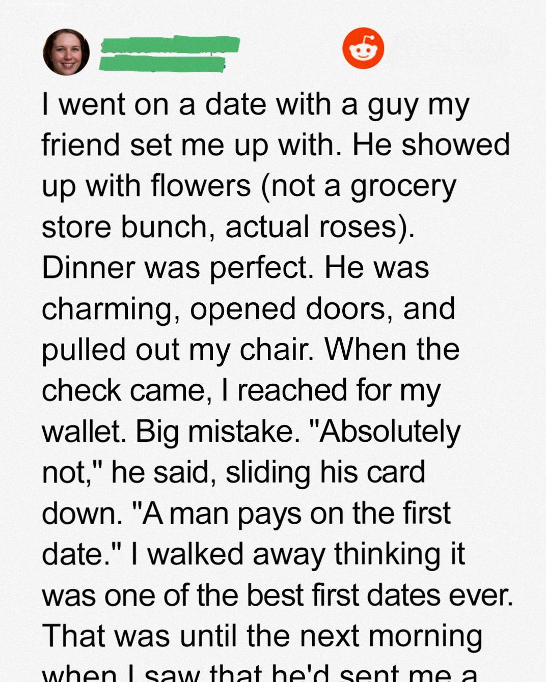 He Paid for Our First Date — Then Sent Me an Invoice He Paid for Our First Date — Then Sent Me an Invoice