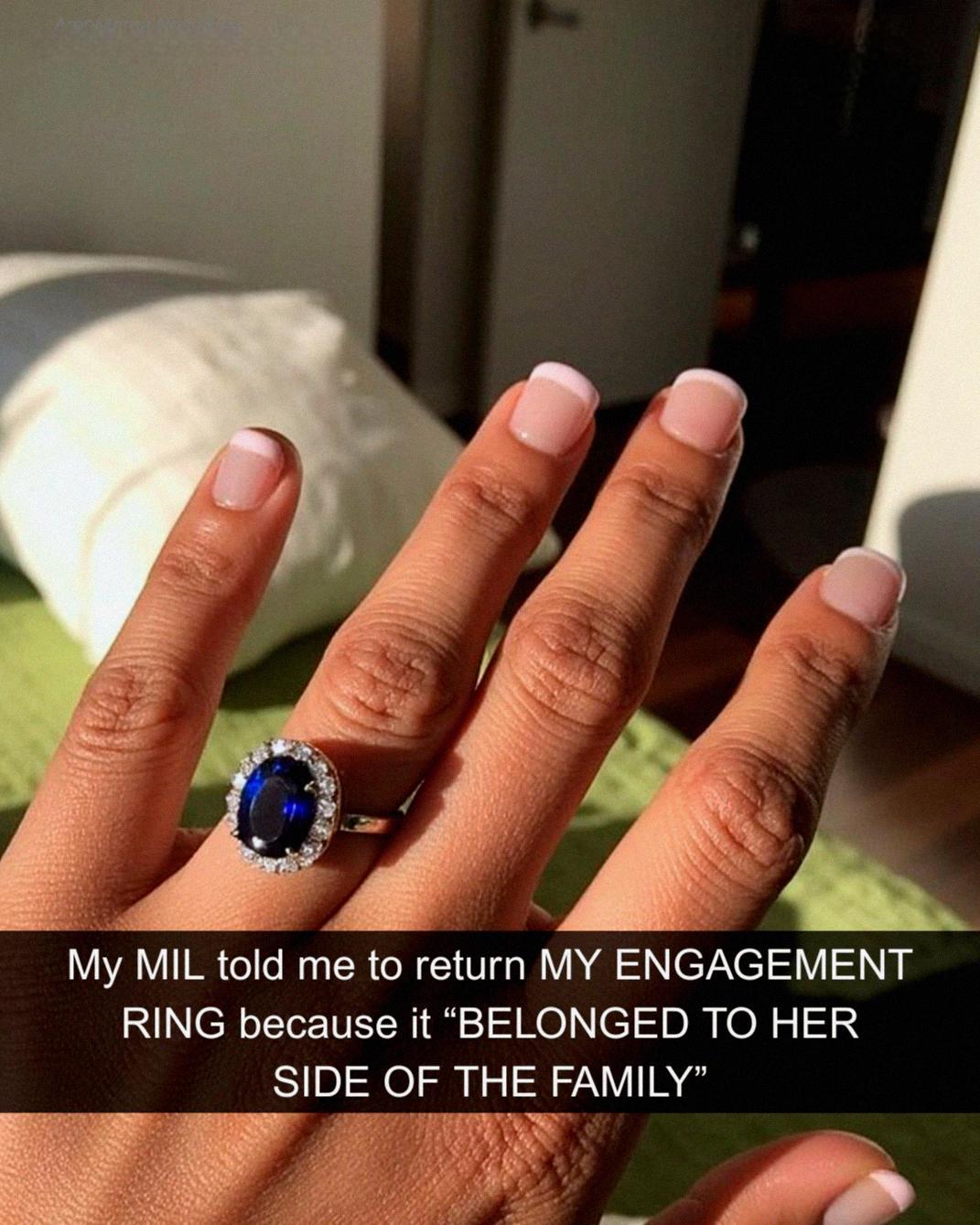 My MIL Demanded My Engagement Ring Back — But She Didn’t Expect This Response