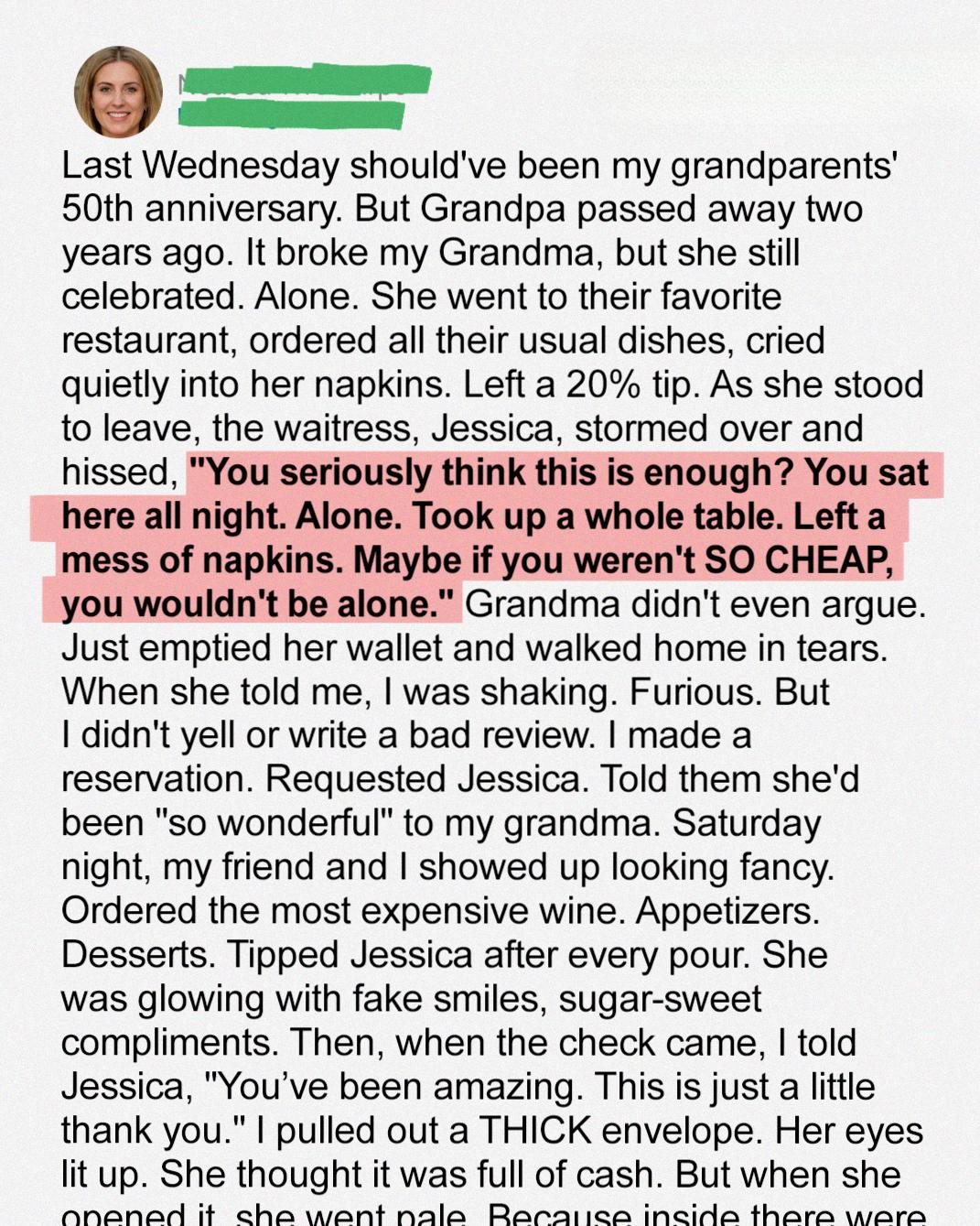 Waitress Mocked My Grandma’s Tip — She Never Expected My Response Waitress Mocked My Grandma’s Tip — She Never Expected My Response