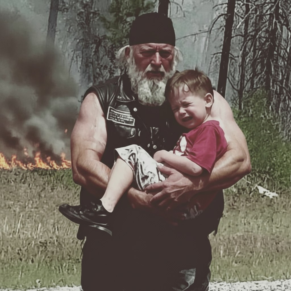 Biker Bravely Saves Disabled Boy From Wildfire, Inspires Entire Community