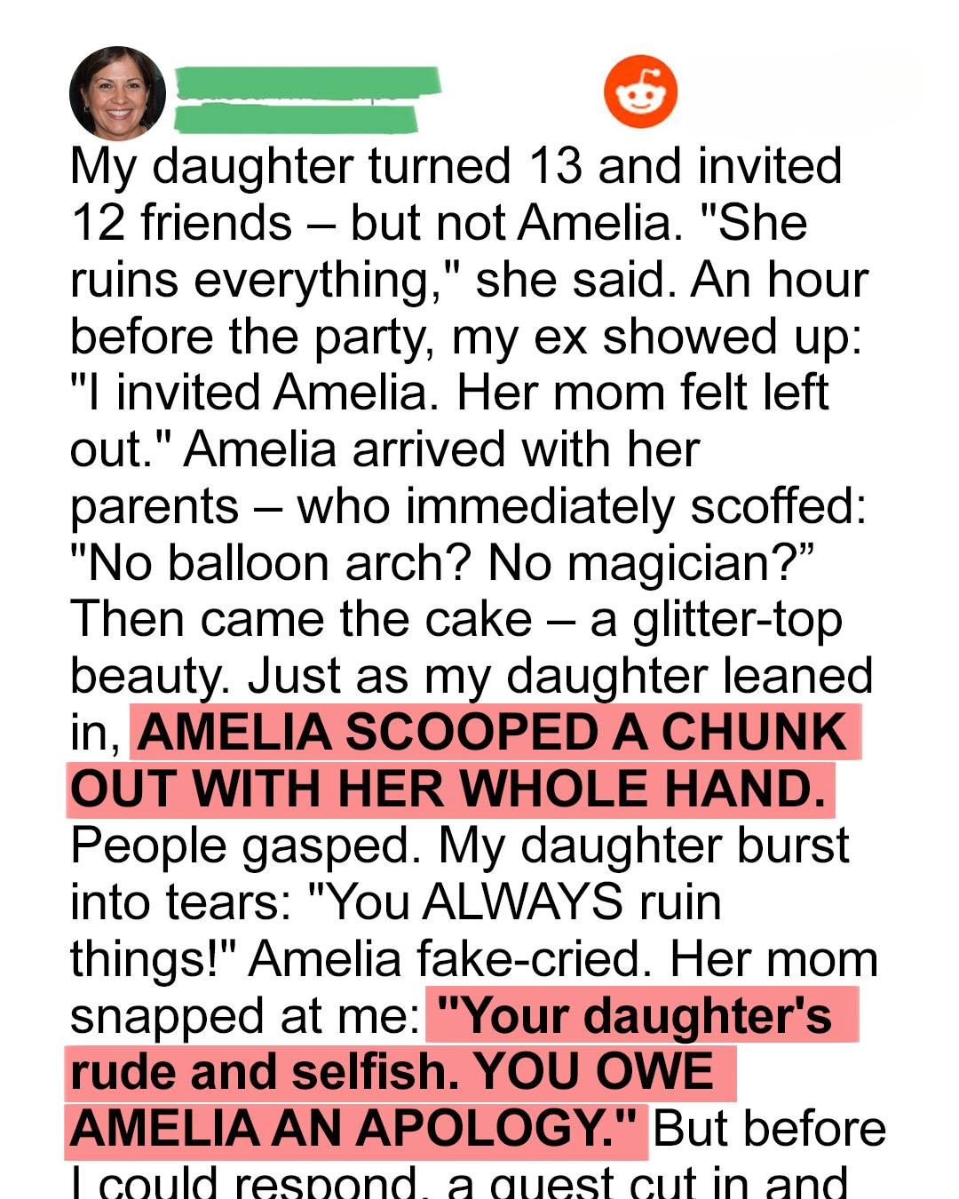 Mom Asked for an Apology After Birthday Mishap, but Guests Supported Us