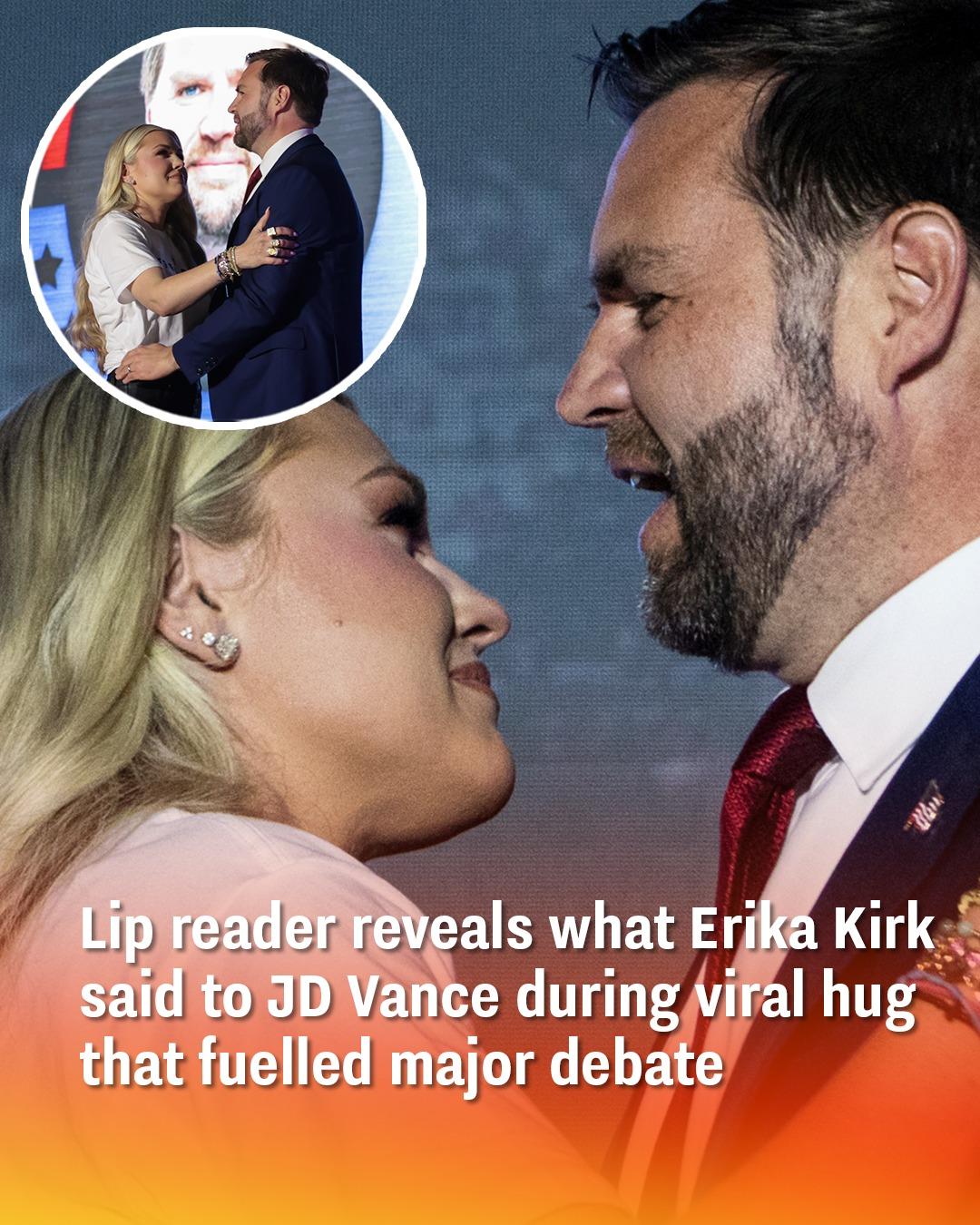 Viral Hug Between Erika Kirk and JD Vance Decoded by Lip Reader—Here’s What She Really Said