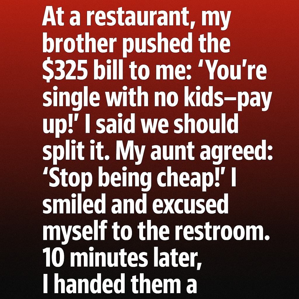 When My Family Expected Me to Pay the Entire Bill, I Chose a Different Kind of Lesson Instead