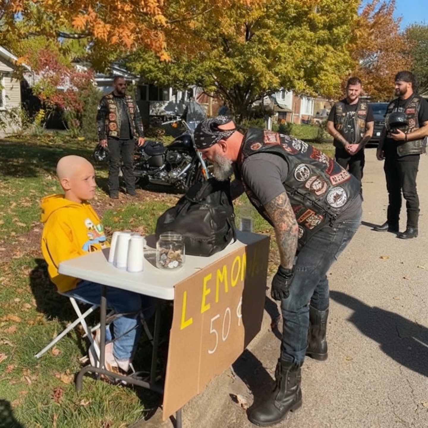 Dying Boy’s Lemonade Stand Was Empty—Until Bikers Noticed the Hidden Message Beneath “50 Cents”
